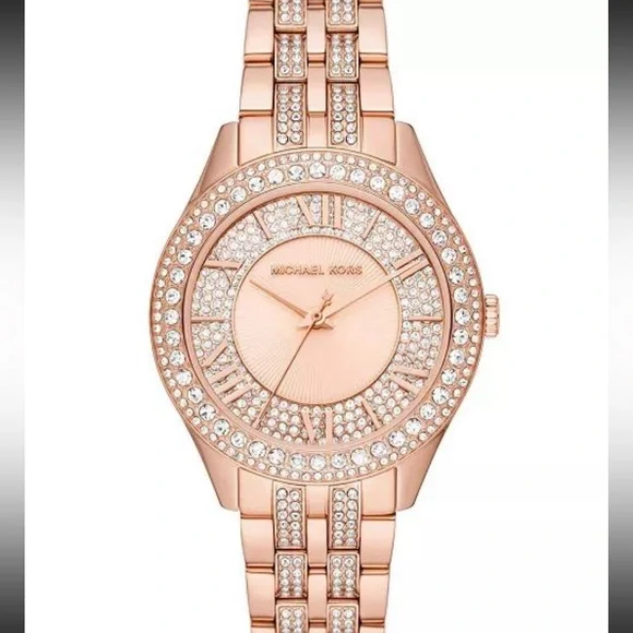 Michael Kors Women’s “Harlowe” Analog Pave Rose-Gold Watch, 38mm